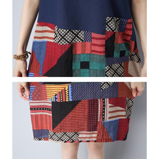 Đầm suông nữ công sở đẹp họa tiết thổ cẩm dành cho người mập bụng từ 45kg đến 75kg | BigBuy360 - bigbuy360.vn