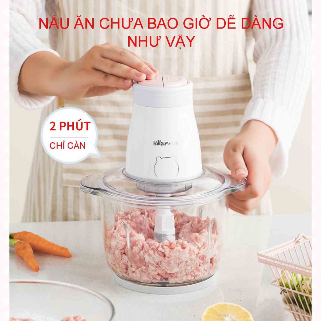 Máy xay thịt Bear QSJ-C03M1, máy xay thực phẩm đa năng, công suất 300W - Bảo hành chính hãng 3 tháng