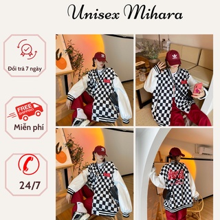 Áo khoác kẻ bomber nam nữ,kẻ sọc form rộng kiểu dáng unisex, Áo cardigan from rộng unisex nữ, đi học , đi chơi -MIHARA