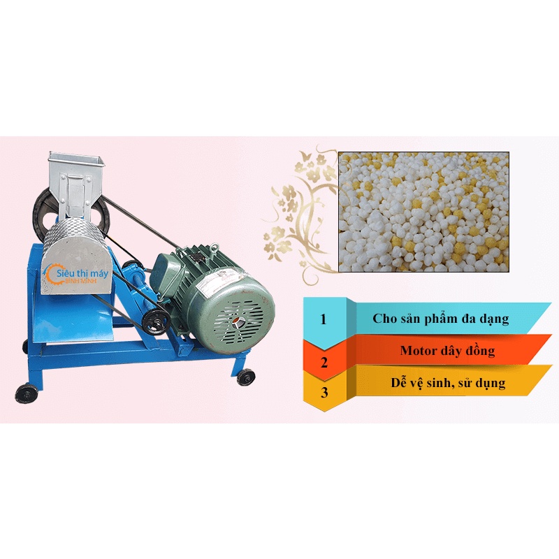 Máy nổ bỏng bizonzon (Không động cơ) : Nổ các loại bỏng kén tằm, hạt đu đủ, bizonzon, bỏng ống từ nguyên liệu gạo, ngô,…