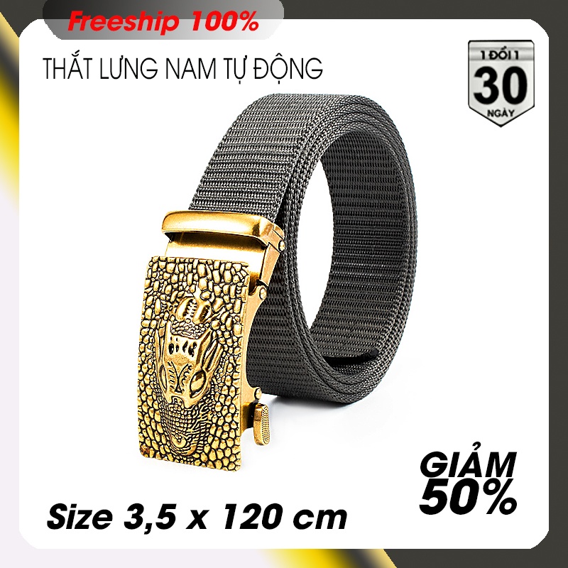 Thắt lưng nam tự động cực đẹp - đồng giá 99k - Hình đầu cá sấu - Khóa kim loại - dây vải dù phượt - Nhiều màu - Kèm