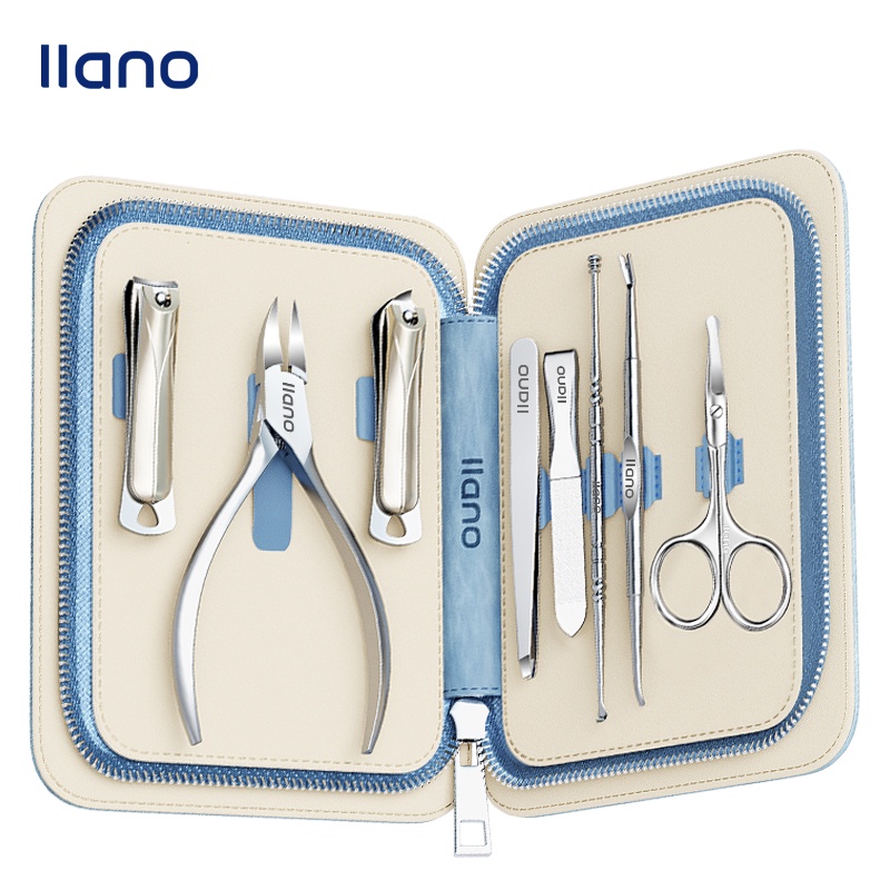 Bộ dụng cụ làm móng vệ sinh tai và mũi LLANO 8 trong 1 bằng thép không gỉ tiện lợi