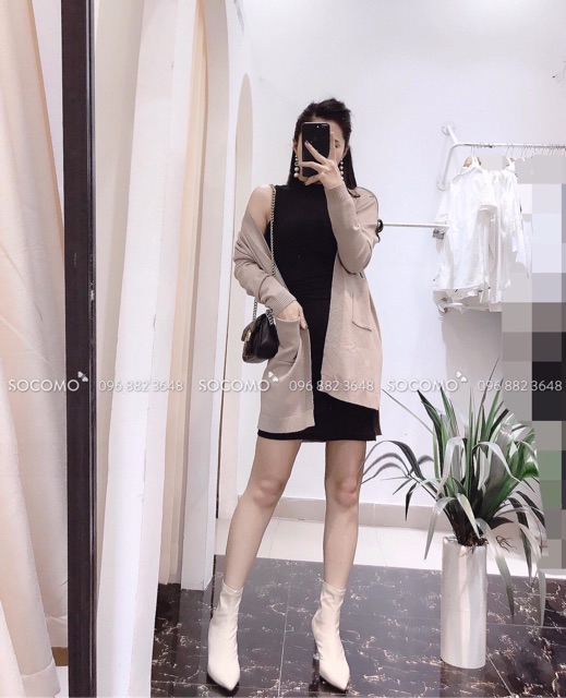 Khoác len cardigan dáng dài 2 túi siêu hot ( kèm ảnh thật )