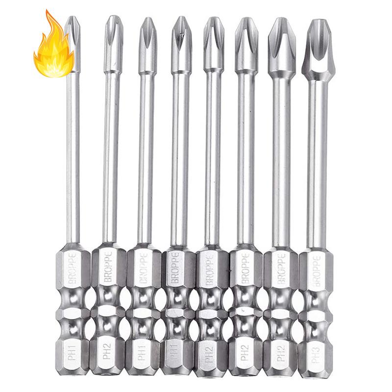 Set 8 mũi tua vít Phillips S2 đầu nam châm chuyên dụng