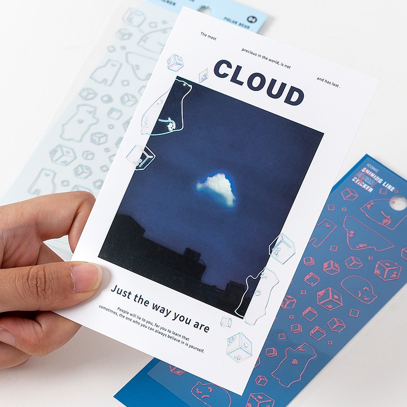 Nhãn dán bằng PVC chống nước màu laser sáng bóng dùng trang trí viền ảnh sổ tay sổ lưu niệm độc đáo sáng tạo