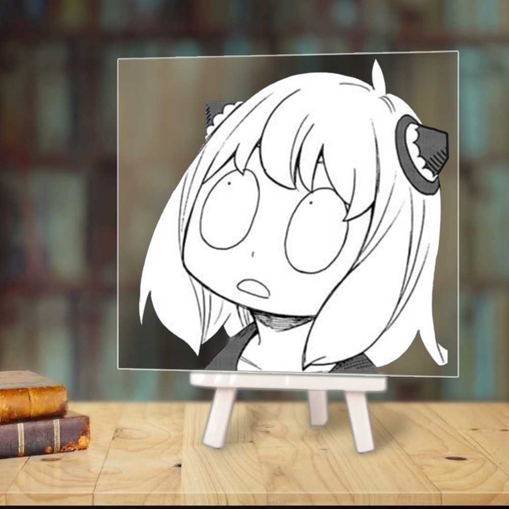 Tranh kính SPY X FAMILY in hình GIA ĐÌNH ĐIỆP VIÊN anime chibi acrylic mica trong trưng bày trang trí góc học tập giá gỗ