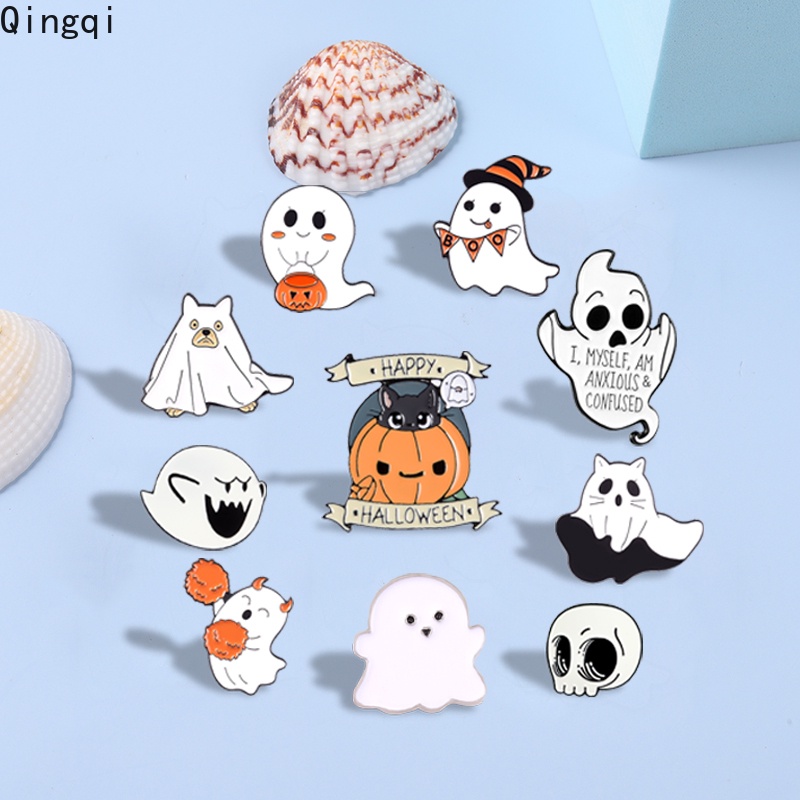 Huy hiệu cài áo MISS ZOE thiết kế con ma/ đầu lâu/ bí ngô hoạt hình đáng yêu