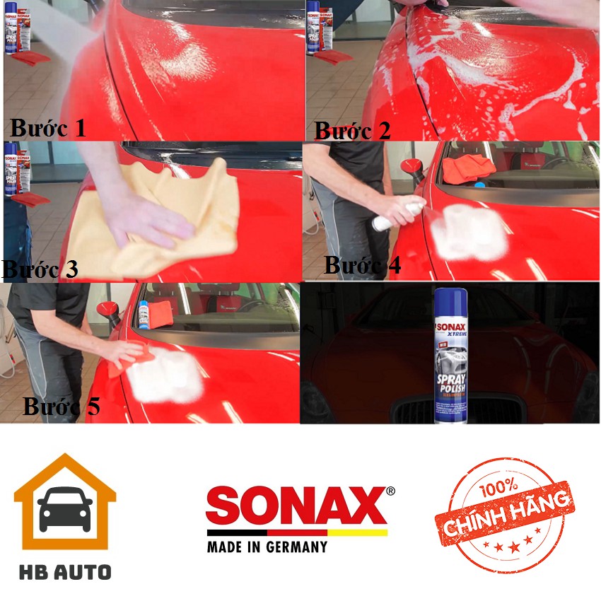 {Đánh bóng sơn xe dạng bọt }Sonax Xtreme Spray Polish 241300 -320ml Loại bỏ chất bẩn cứng đầu làm Mịn Bóng mặt sơn