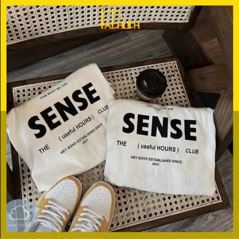 Áo thun tay lỡ nam nữ in chữ sense vải thun cotton hàng đẹp chuẩn bán shop