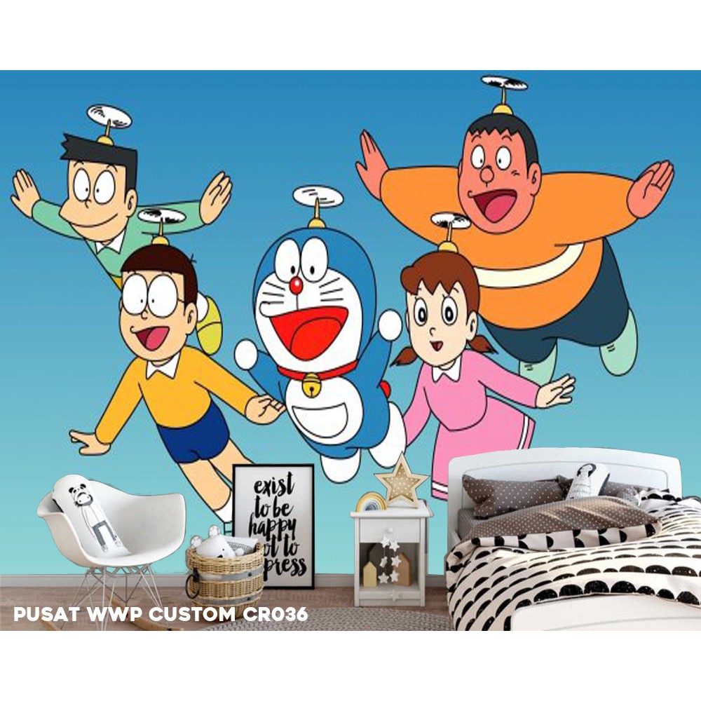 Giấy Dán Tường Hình Doraemon 3d Trang Trí Phòng