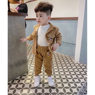 Bộ Nhung Tăm Túi Ngực Dày Dặn Cho Bé Trai/Gái V153 - NamKidShop