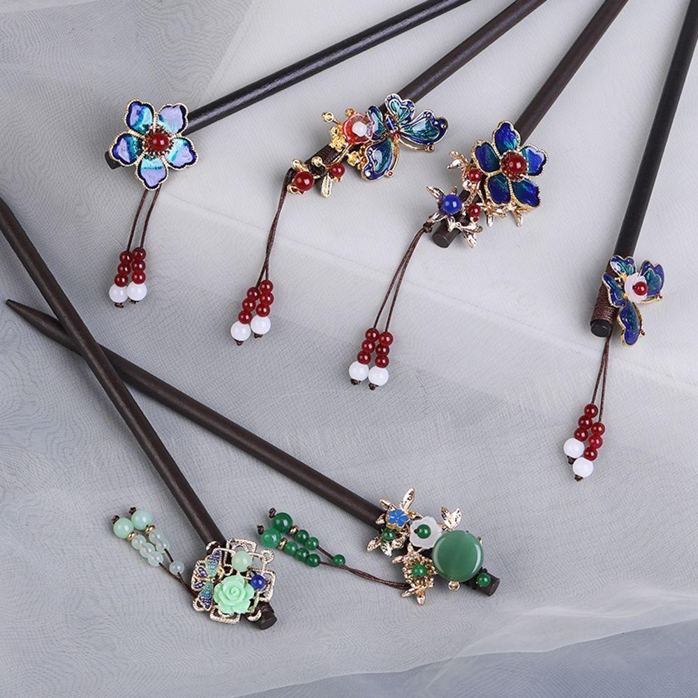 Trâm Cài Tóc Hình Bướm Đính Ngọc Trai Phong Cách Trung Hoa Cổ Điển