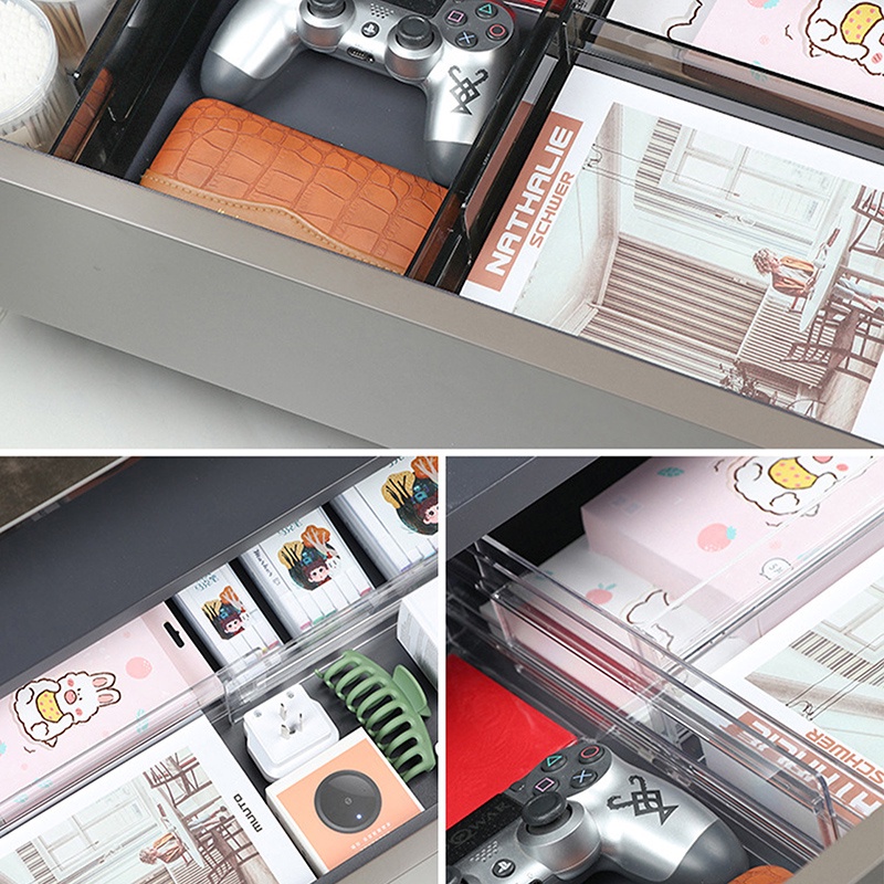 Thanh Chia Ngăn Tủ Kéo Bằng Nhựa Trong Suốt Có Thể Điều Chỉnh Độ Dài Tiện Dụng 52x8cm