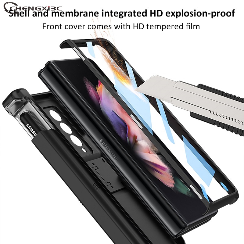 Ốp lưng Samsung Galaxy Z Fold 3 5G ốp điện thoại Không chứa bút F9260 ốp Z Fold 3 case W22 casing no pen Folder 3 Bao gồm Màng bảo vệ kính cường lực ốp