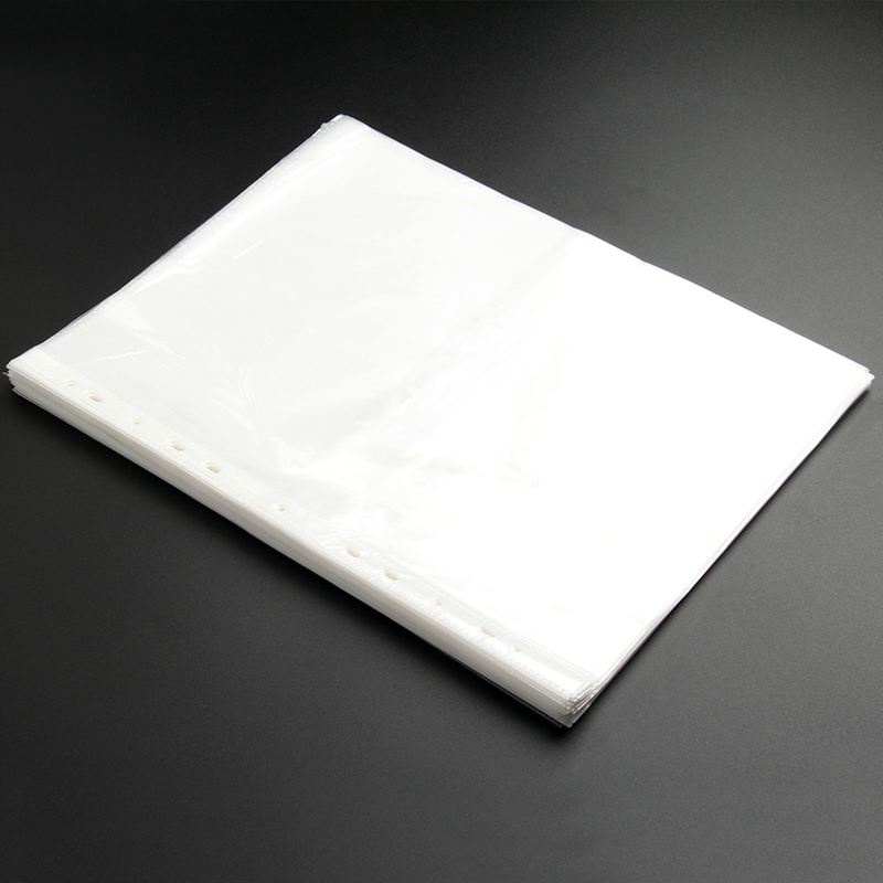 A4 Clear Plastic Punched Pockets Folders Filing Wallets Sleeves Wallets UKType:100 pieces