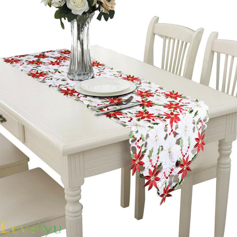 Table Runner 40*180cm Kitchen Holiday Tablecloth Christmas Embroidered