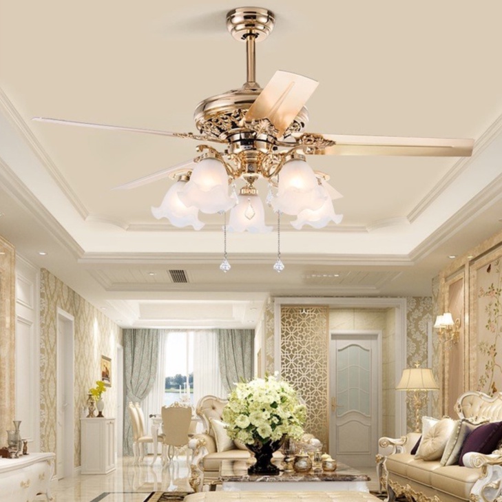 Quạt Trần Đèn - Quạt Đèn Chùm  Phong Cách Cổ Điển - Bảo Hành 10 Năm