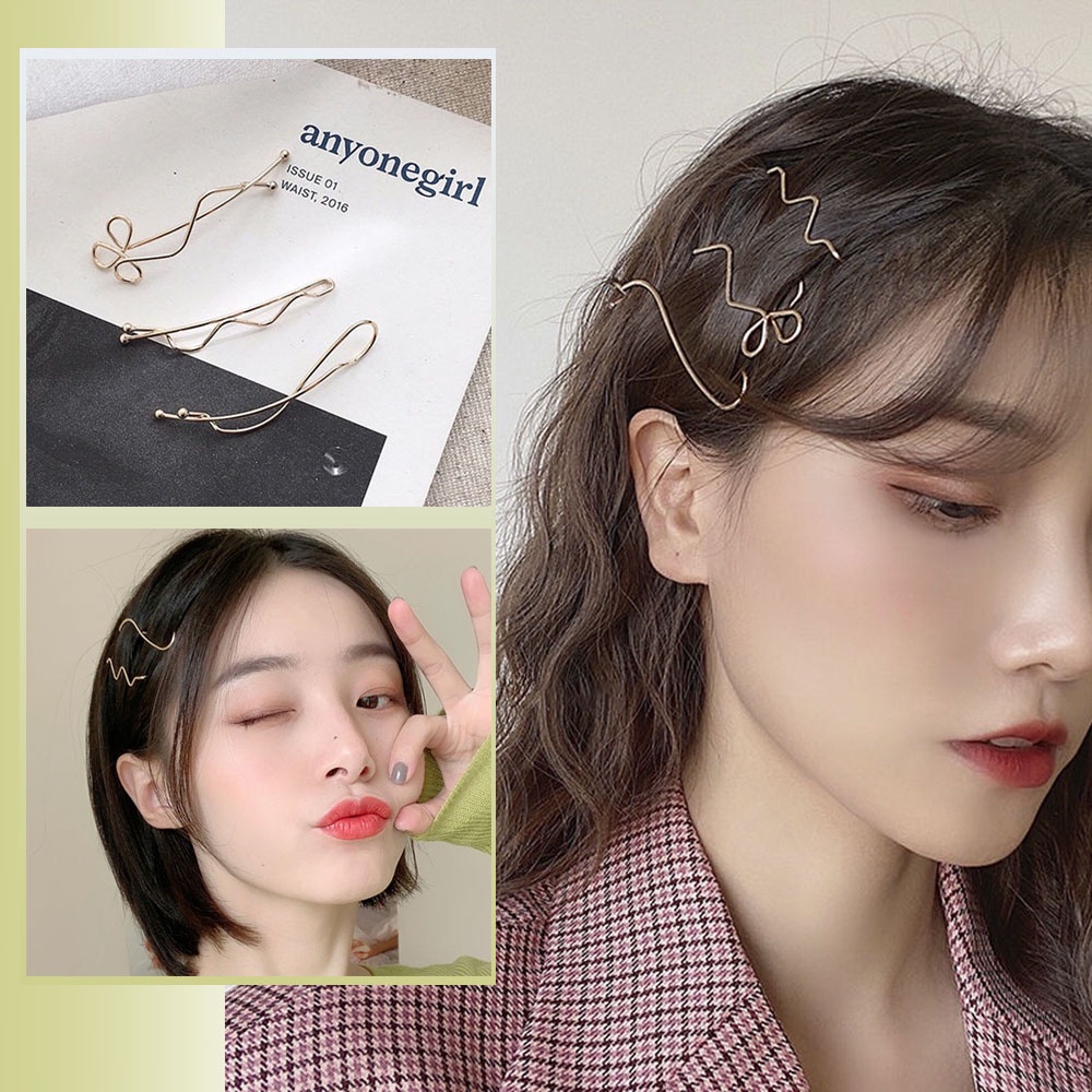 Set 3 kẹp tóc cong đơn giản dễ thương thời trang cho nữ