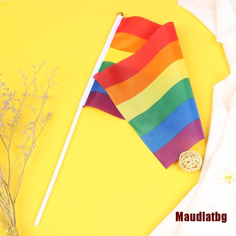 MABG 10Pcs Rainbow Hand Flag Car Flag Colorful Flag Cheerleading Competition Pro