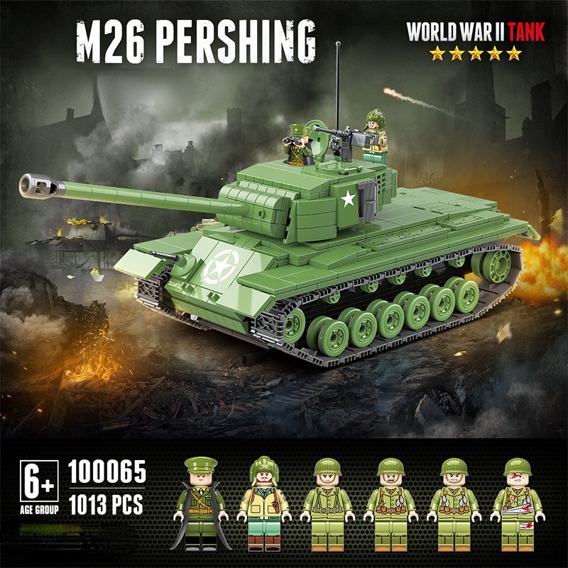 Đồ chơi Lắp ghép Mô hình Xe Tank World War II WW2 Military M26 Heavy Tank 100065 1013PCS