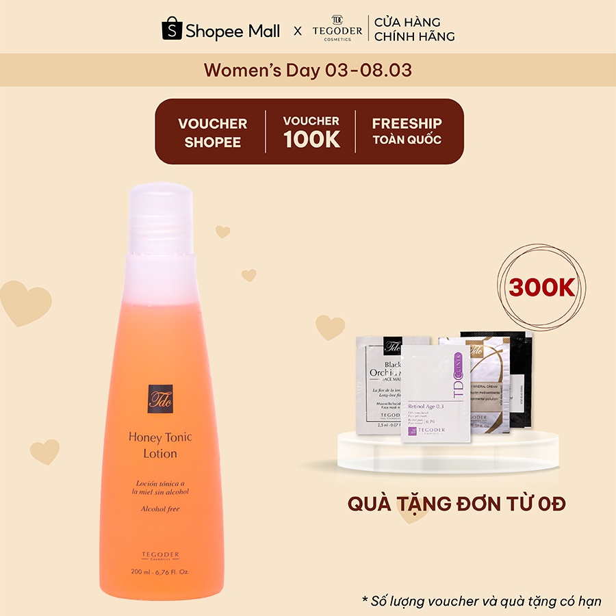 Nước dưỡng chống oxy hoá làm mềm da chiết xuất mật ong Ethiopia Tegoder Honey tonic lotion 200 ml mã 9021