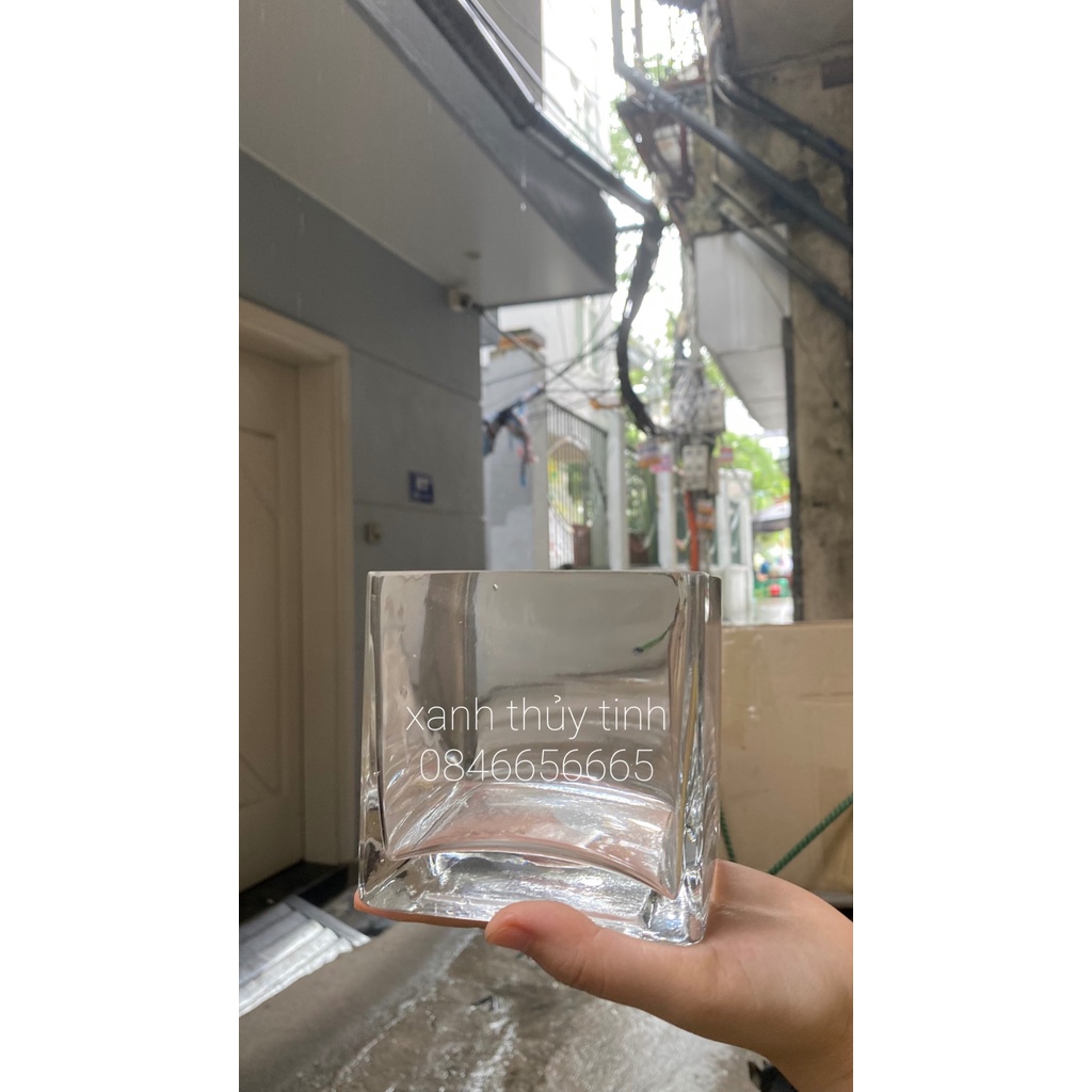 Bình thủy tinh trang trí, cắm hoa trụ VUÔNG 10x10cm