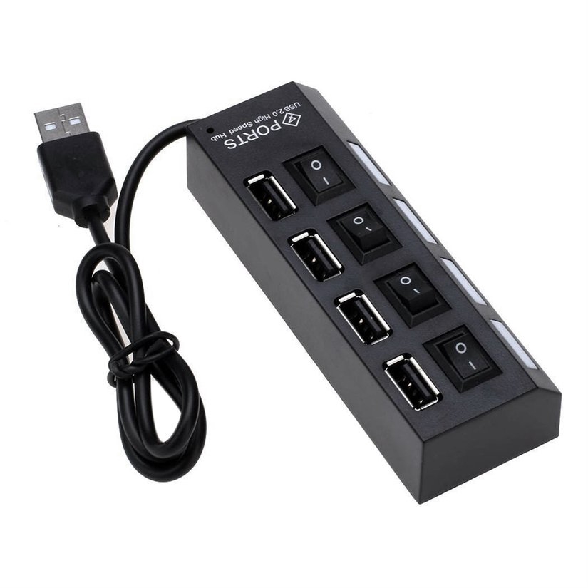 Ổ cắm 4 cổng USB 2.0 siêu tốc tiện dụng với công tắc