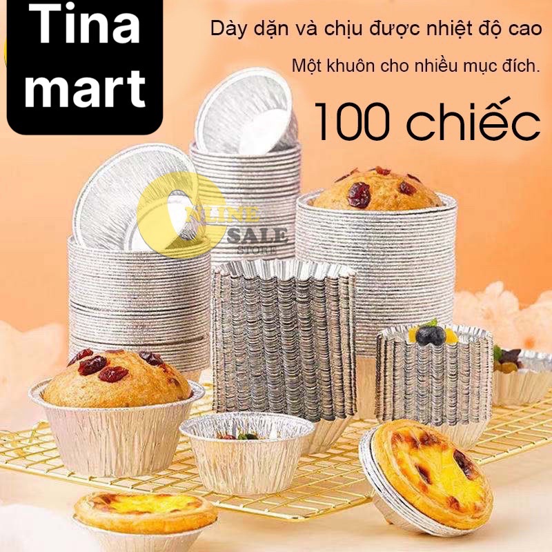 Set 100 Đế Cốc Chén Khuôn giấy bạc nướng thực phẩm, nướng bánh, nướng hàu...