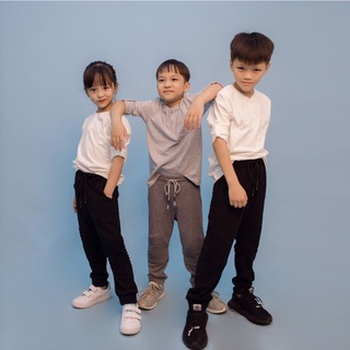 Áo phông bé trai SAYME áo thun dài tay thu đông cổ henley vải cotton mềm mịn thấm hút tốt BCTS0023-24