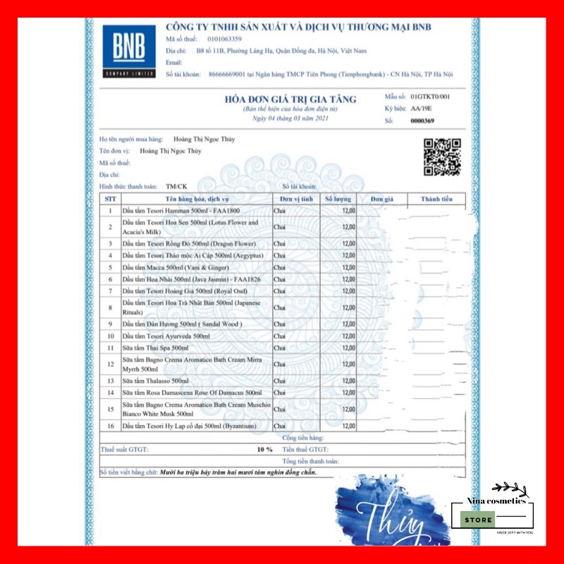Nước Hoa Tesori Hương Hoa Sen Chai Nhôm Màu Nâu 100ml