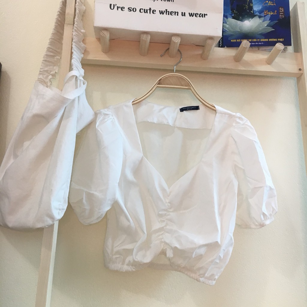 Aó croptop,áo croptop tay bồng,áo tay bồng tiểu thư | BigBuy360 - bigbuy360.vn