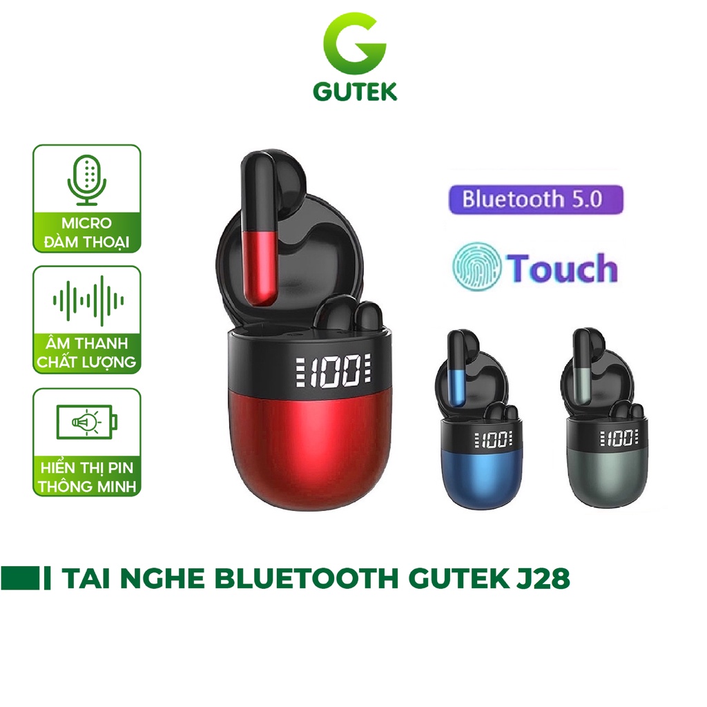 Tai nghe bluetooth nhét tai không dây cảm ứng Gutek J28 tws v5.0 có mic âm thanh chất lượng cao