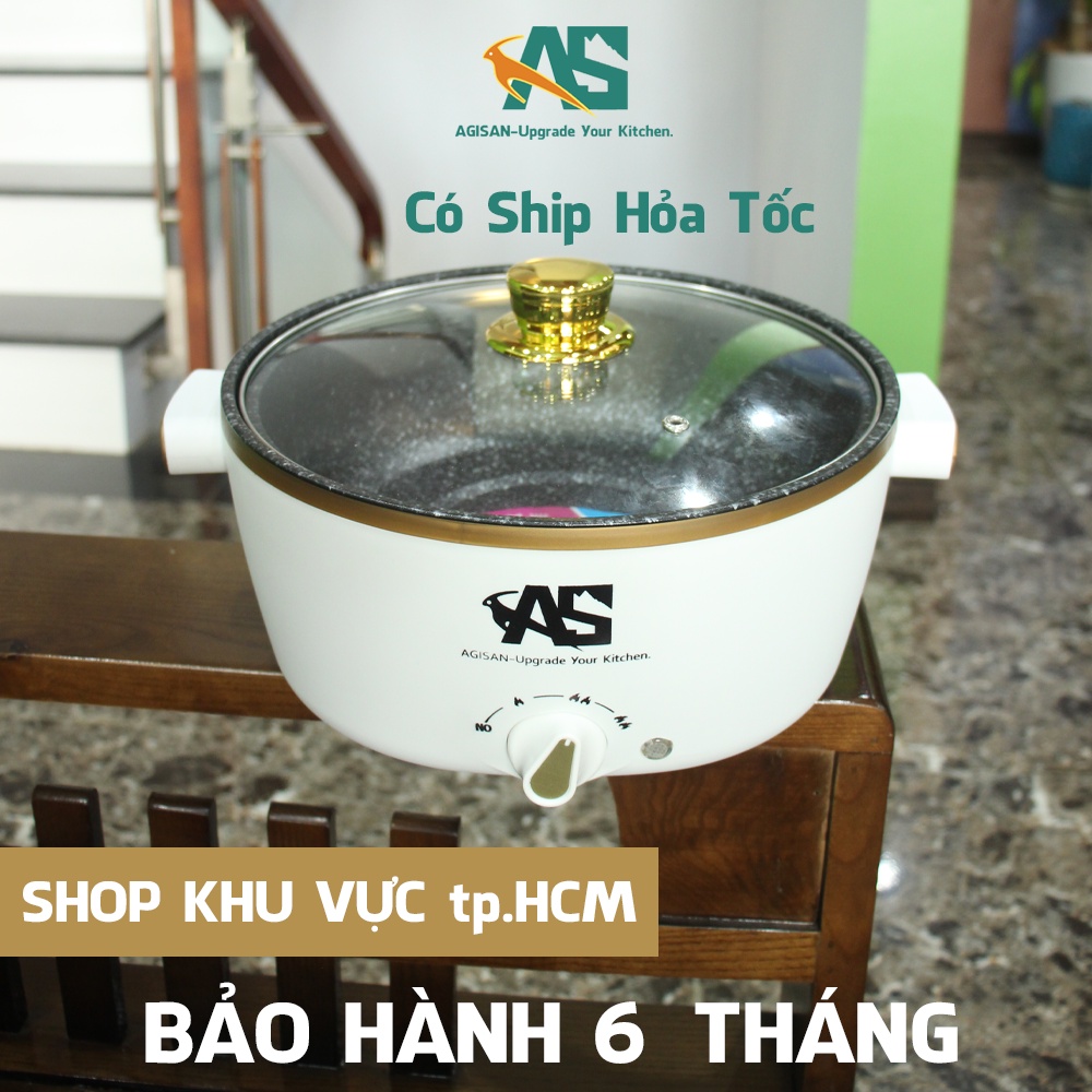 [CHÍNH HÃNG] Nồi Lẩu Mini AGISAN N09 Đa Chức Năng Chiên, Xào, Rán, Nấu... Có Lớp Chống Dính