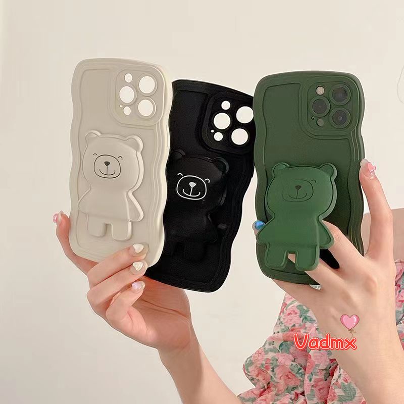 Ốp Điện Thoại Silicon Gắn Giá Đỡ Hình Gấu Cho Samsung Galaxy A73 A72 A71 A54 A53 A52 A52S A51 J6 + J4 + Prime J3 J5 J7 Pro 2017