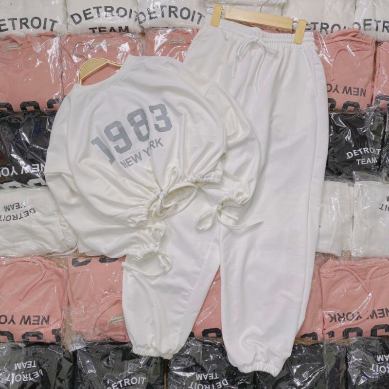 Bộ Đồ Thụng Quần Dài, Quần Đùi Áo Thun 1983 Rút Dây Gấu Áo Form Rộng Ulzzang ❤️