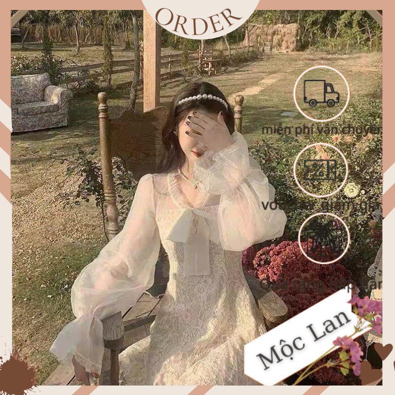(MộcLan ORDER) 🎀Váy ulzzang ren lưới kiểu tiểu thư tay loe/Đầm xoè công chúa dự tiệc bánh bèo điệu vintage đi tiệc | BigBuy360 - bigbuy360.vn