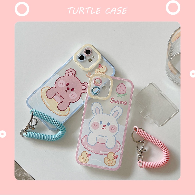 Ốp Điện Thoại Dẻo Họa Tiết Hoạt Hình Dễ Thương Kèm Dây Đeo Cho iPhone 13 iPhone 12 11