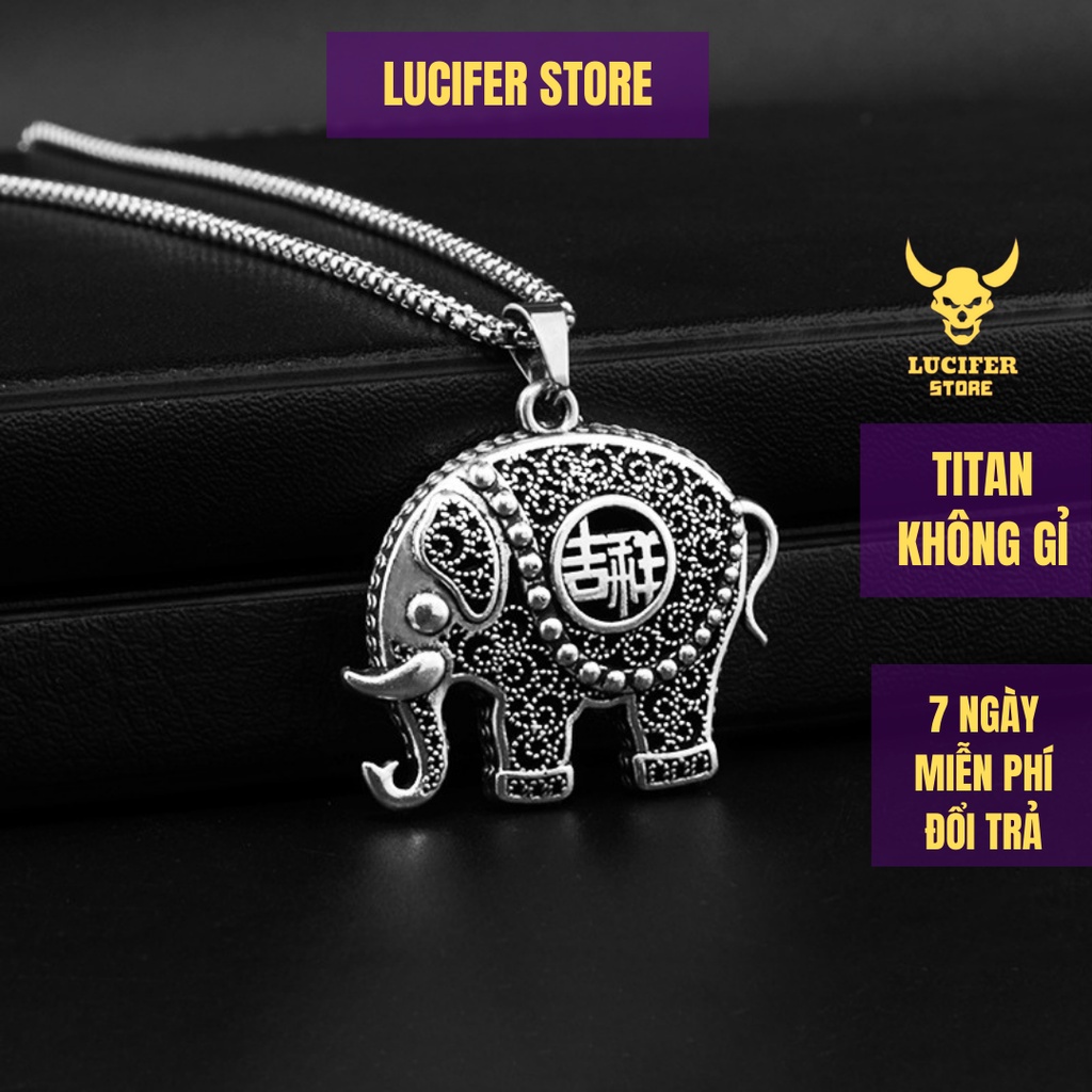 Dây Chuyền Bạc Nam Unisex Voi Cuban Đính Đá Đẹp Thời Trang Phụ kiên Cá Tính LuciferStore  Chất Liệu Titan Elephant Chain