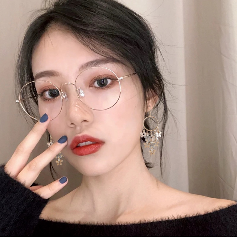 Mắt kính gọng tròn kim loại chống tia sáng xanh thời trang dành cho nam nữ