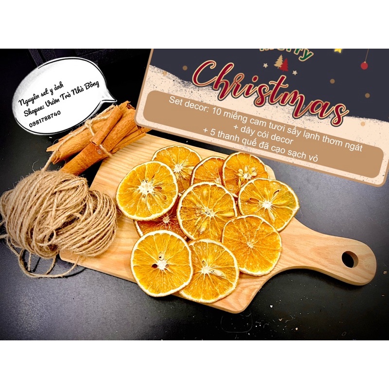 SET CAM TƯƠI SẤY DECOR KÈM QUẾ VÀ DÂY THỪNG decor giáng sinh noel làm bánh làm nến handmade( CÓ SHIP HOẢ TỐC HN)