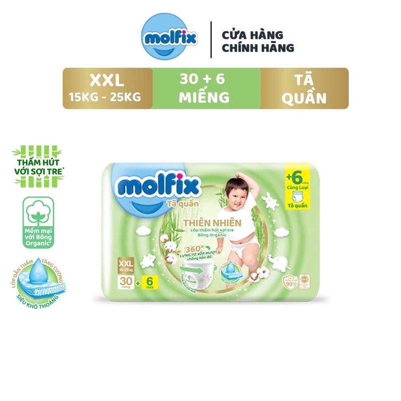 Bỉm Quần Molfix Thiên Nhiên Jumbo S54/M48/L44/XL40/XXL36