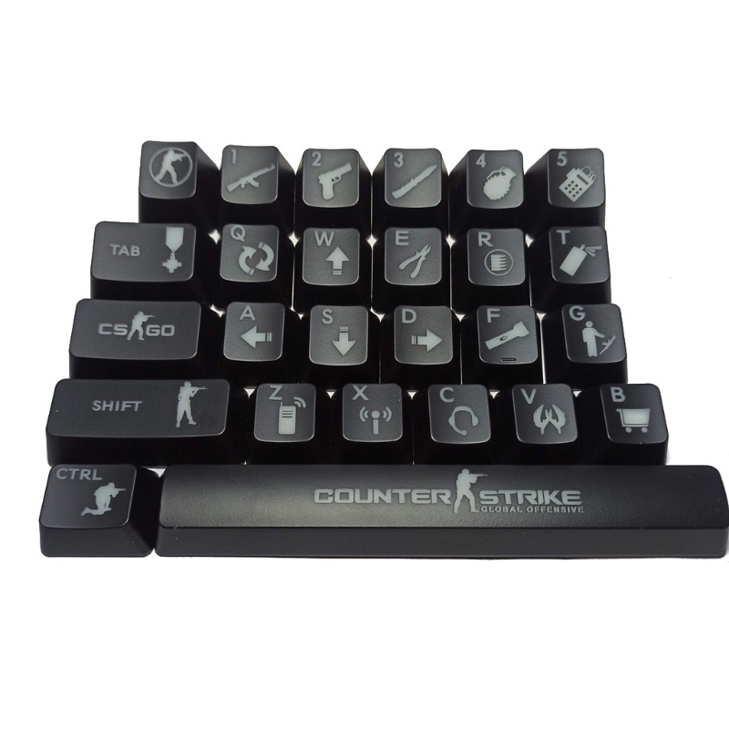 inter CS go Game 26 keys ABS Shot Backlit Backlighting Shine Translucent OEM Keycaps for Mechanical Keyboard CS go Keycap