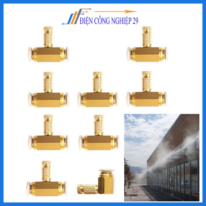 Béc phun sương bằng đồng số 1-2-3-5-6-7-8 kèm Chân nối ống phi 8 ( HÀNG LOẠI 1)