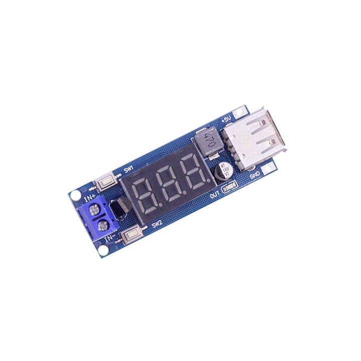 Mạch Nguồn Điện Tử Hạ Áp, Giảm Áp Điện Một Chiều DC Buck 4.55-40VDC Xuống 5VDC - 2A Qua Cổng USB Sạc Điện Thoại