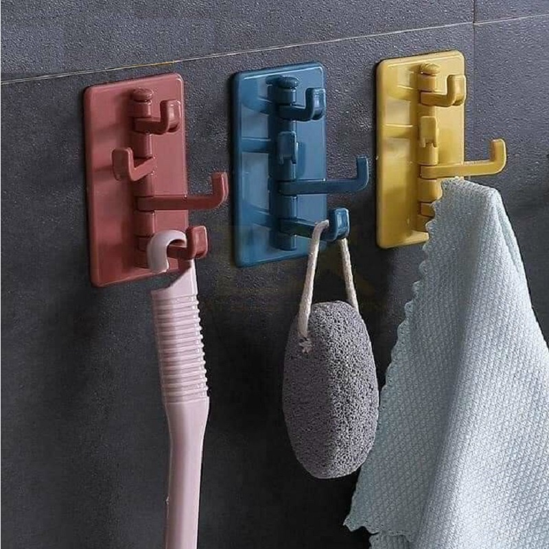 Móc Treo Đồ Dán Tường 4 Nhánh Điều Chỉnh 180 Độ Tiện Lợi