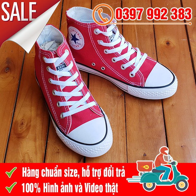 [MIỄN PHÍ SHIP] Giày Thể Thao CV Classic Đỏ Tươi Cổ Cao Nam Nữ