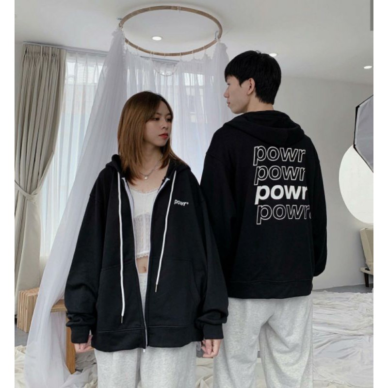 ÁO KHOÁC NỈ BÔNG POWR UNISEX CÓ NÓN (Ảnh Thật)