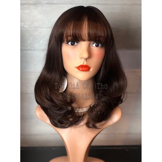 Tóc bộ xoăn 40cm nâu socola
