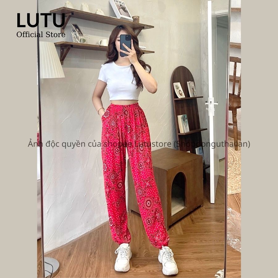 Quần alibaba dài thổ cẩm đi biển form suông chân và bo gấu nhiều họa tiết