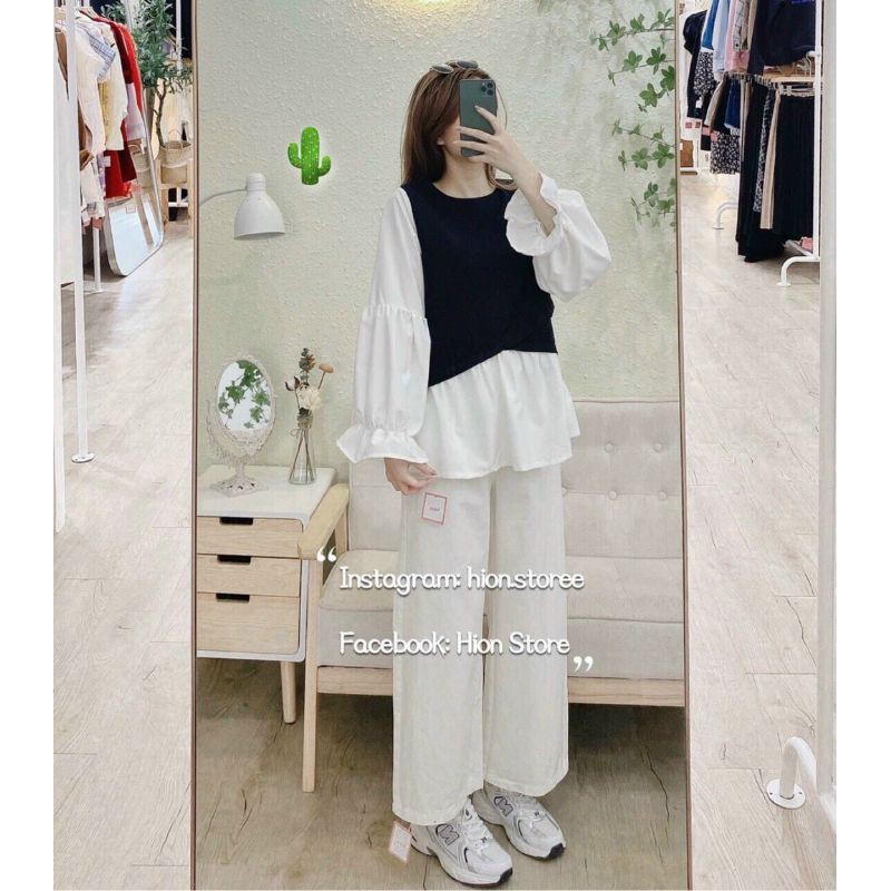 Áo babydoll tiểu thư dài tay B_C